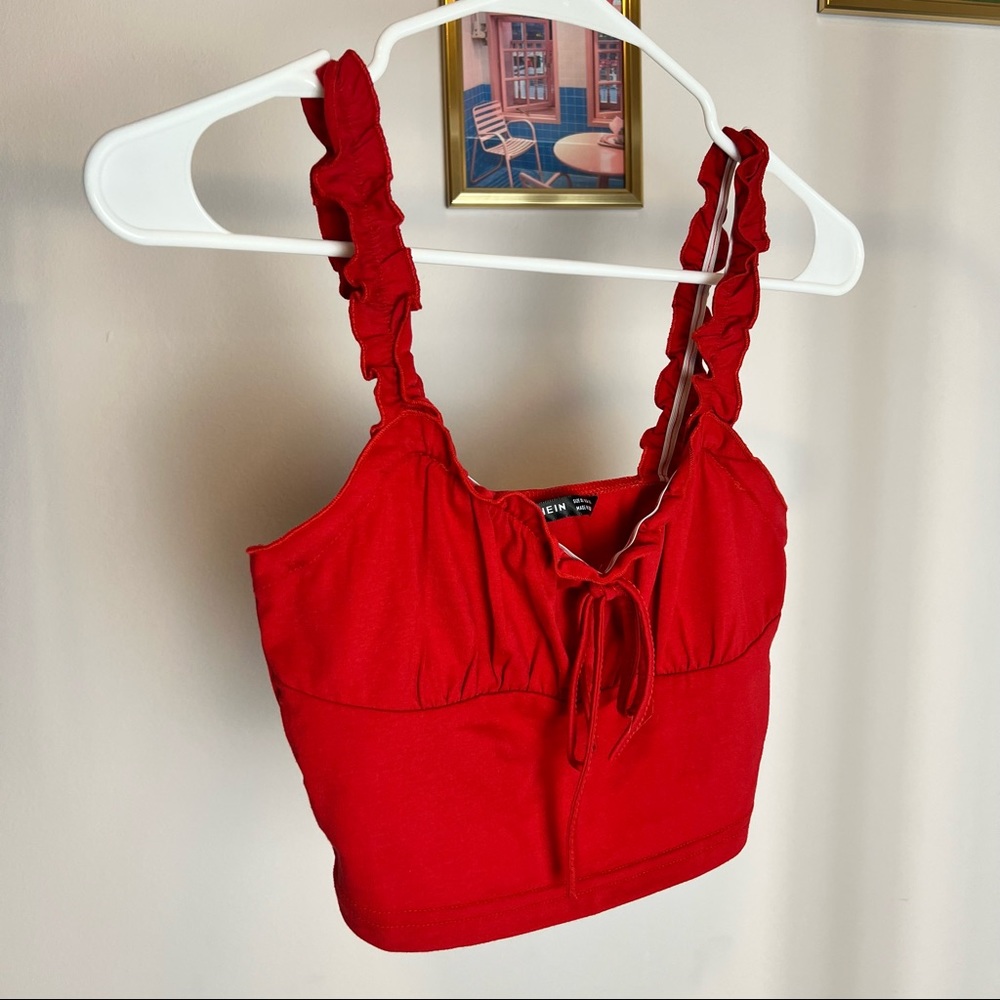 SHEIN Ruched Red Crop Top - Picture 8 of 10